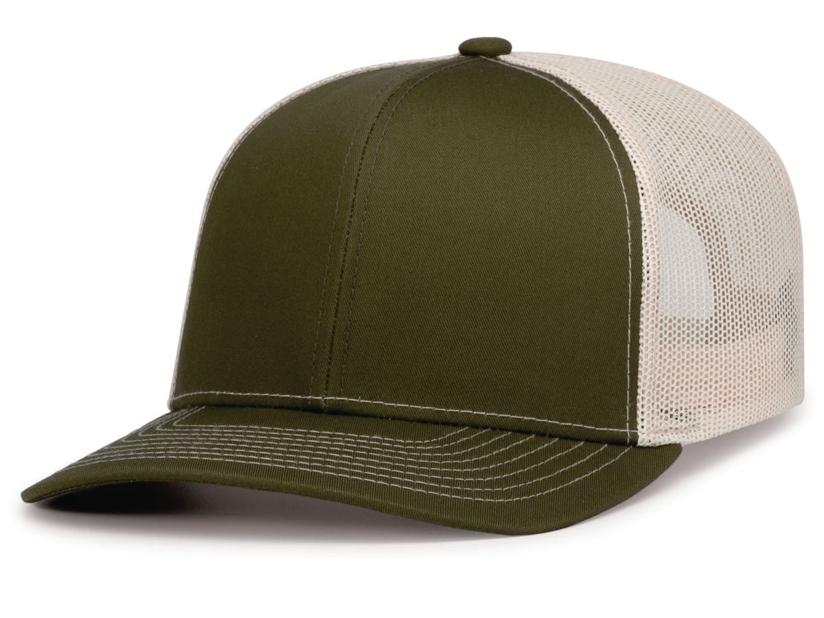 EMBROIDERED - 104S - Pacific Headwear Contrast Stitch Trucker Snapback