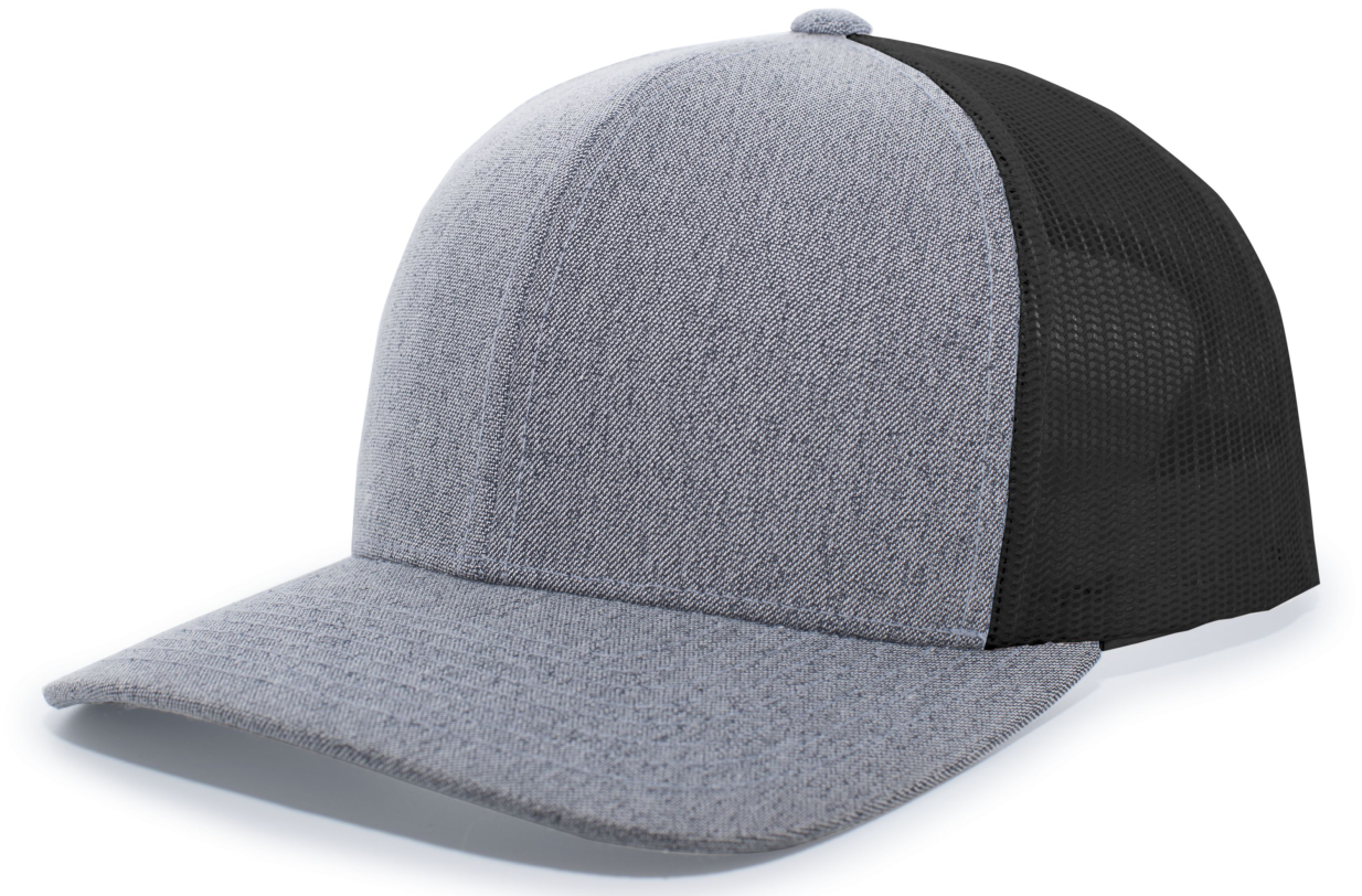 EMBROIDERED - 110C -Pacific Heather Trucker Snapback Cap