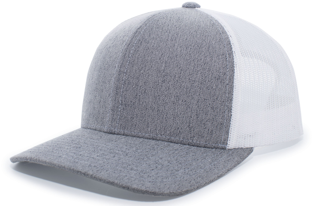 EMBROIDERED - 110C -Pacific Heather Trucker Snapback Cap
