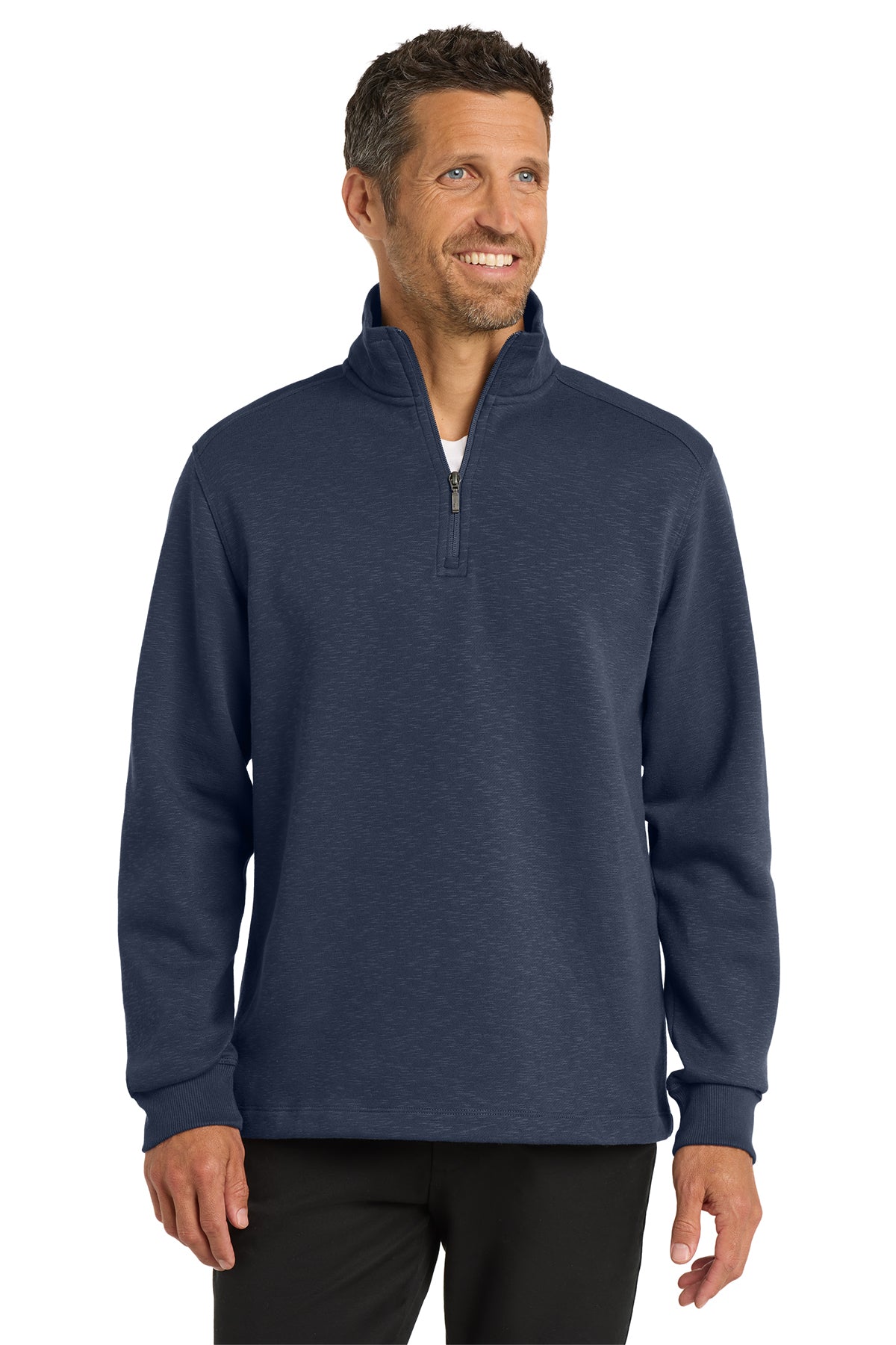 EMBROIDERED - F295 - Port Authority® Men's Slub Fleece 1/4-Zip Pullover Sweater