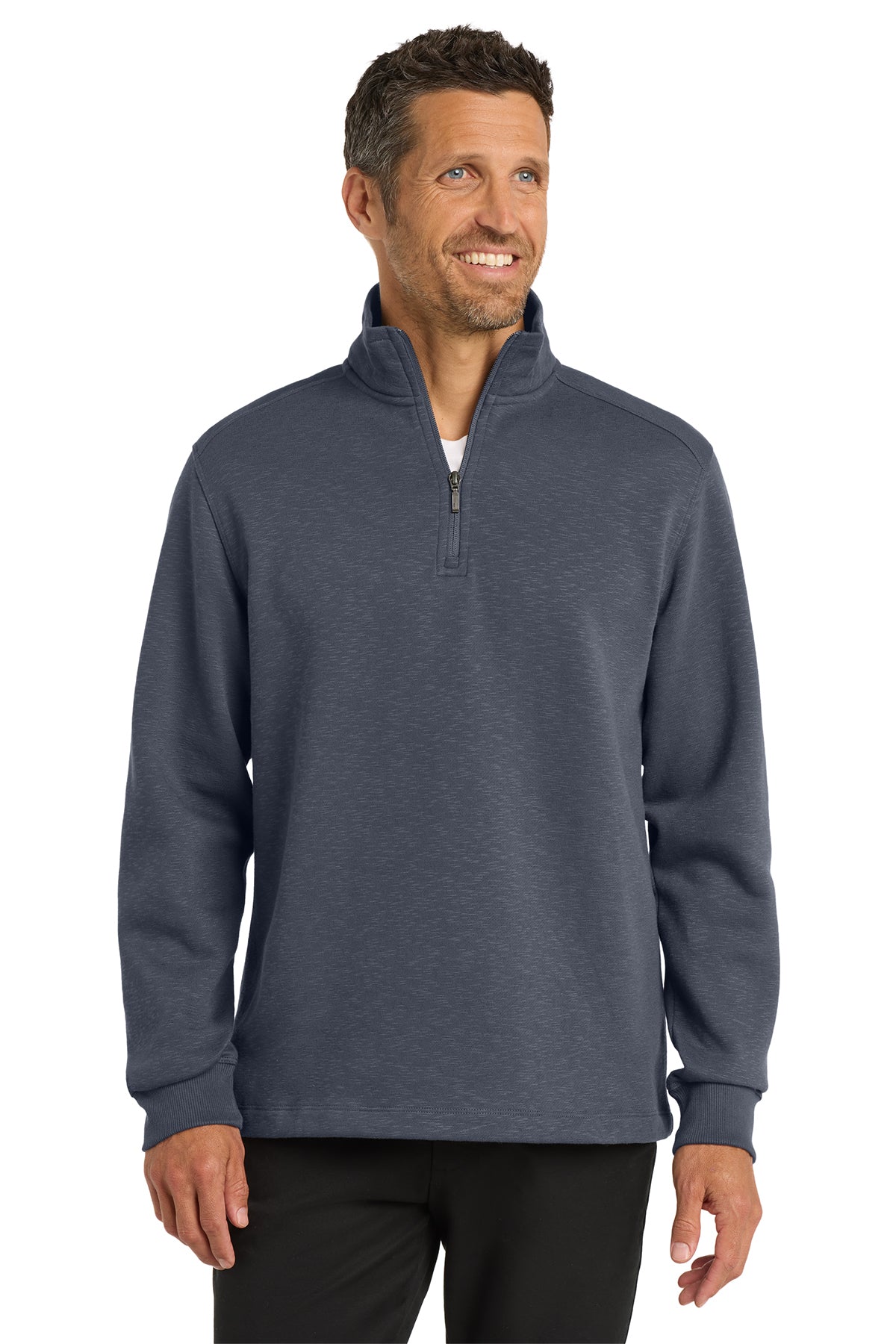 EMBROIDERED - F295 - Port Authority® Men's Slub Fleece 1/4-Zip Pullover Sweater