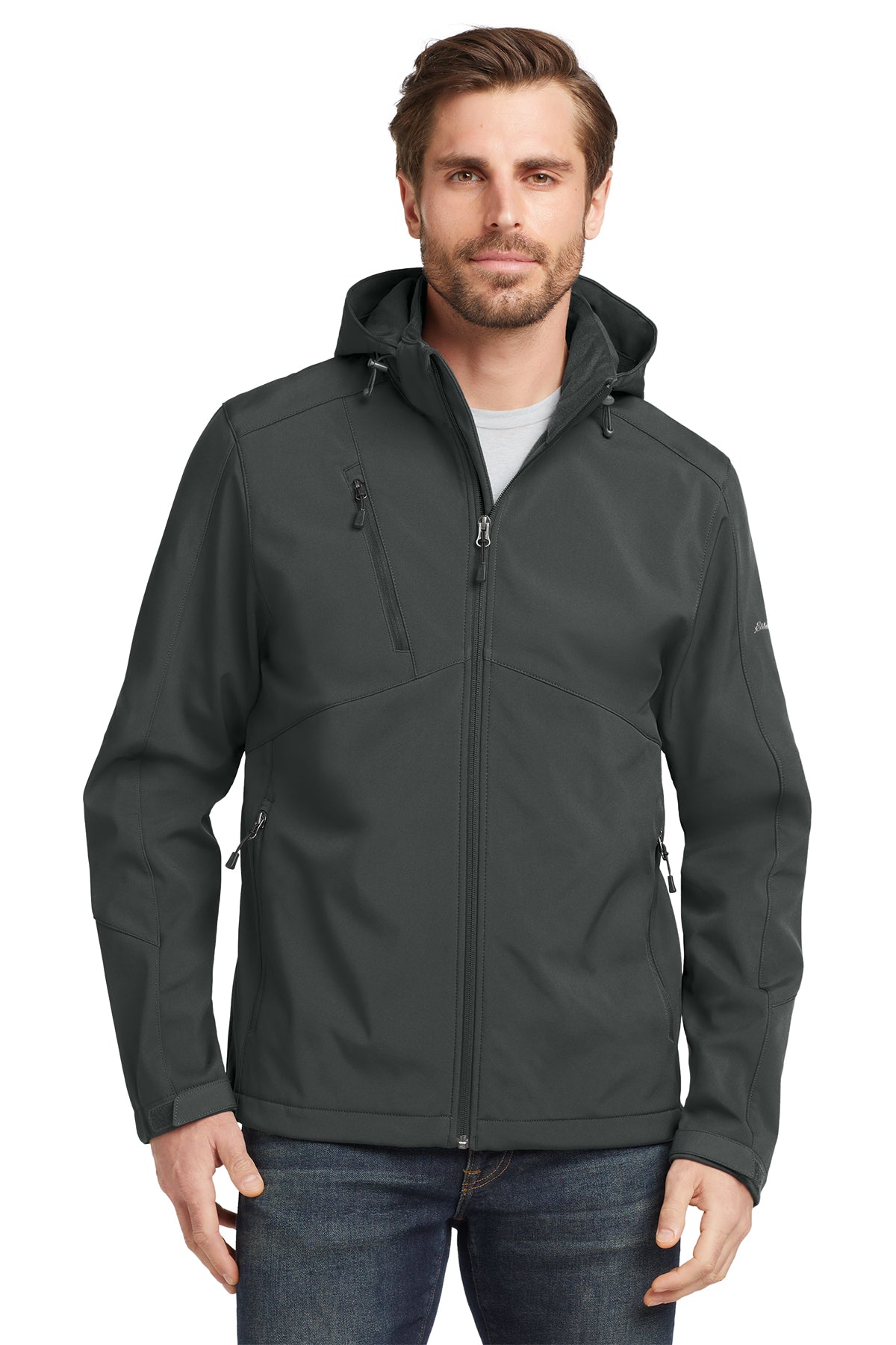 EMBROIDERED - EB536 - Eddie Bauer® Men's Hooded Soft Shell Parka Jacket