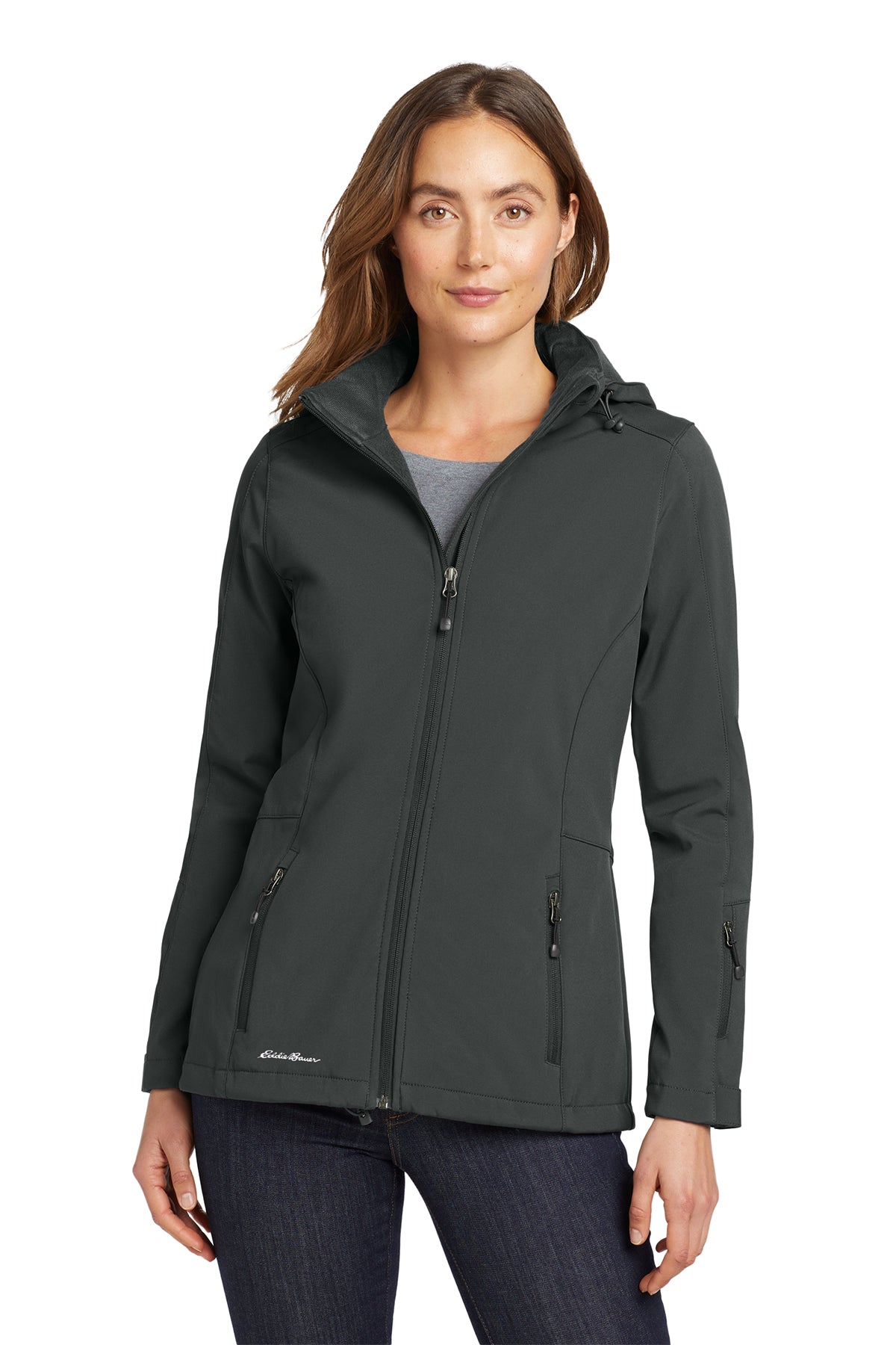 EMBROIDERED- EB537 - Eddie Bauer® Ladies' Hooded Soft Shell Parka Jacket