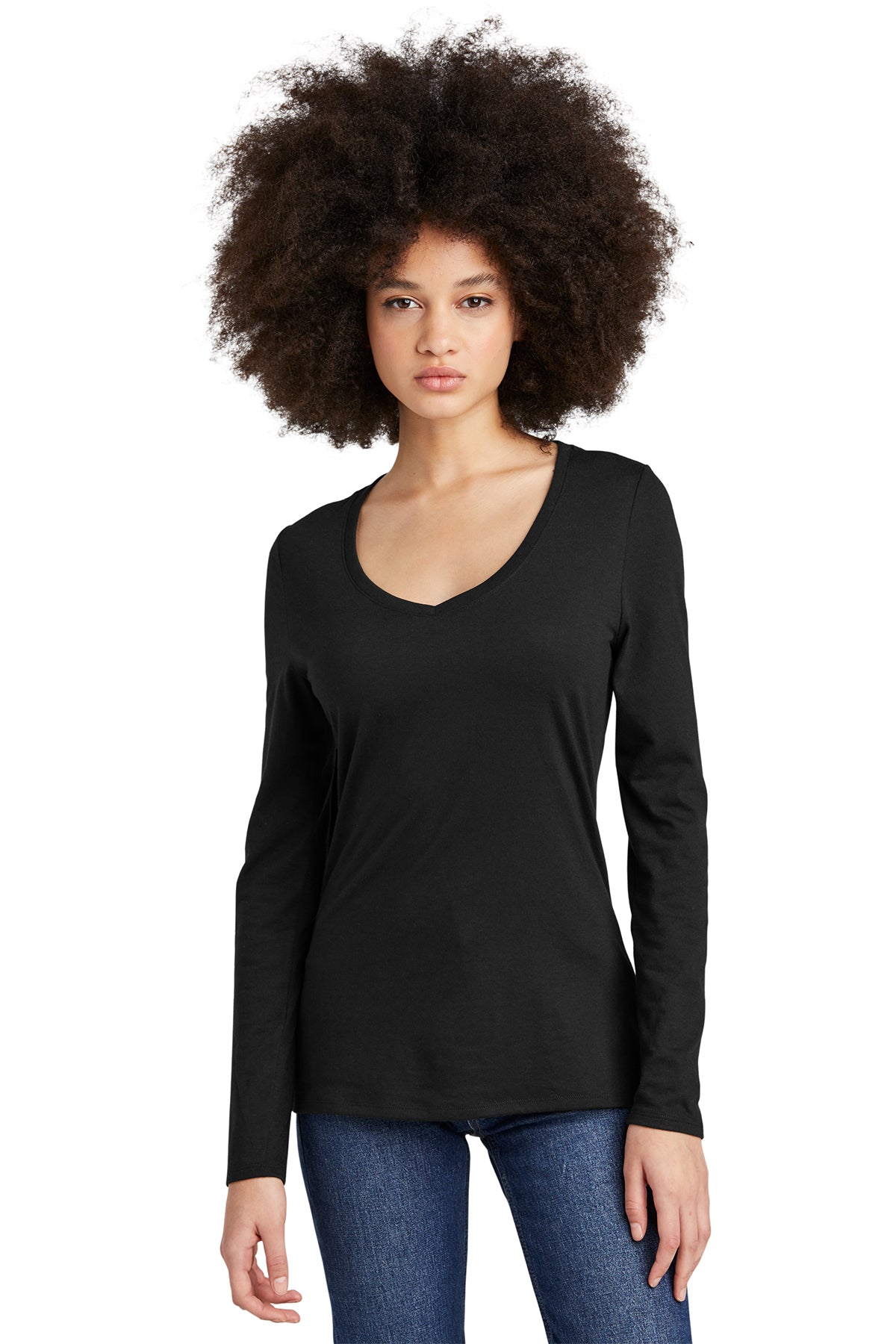 SCREEN PRINTED - DT135- District® Women’s Perfect Tri® Long Sleeve V-Neck Tee