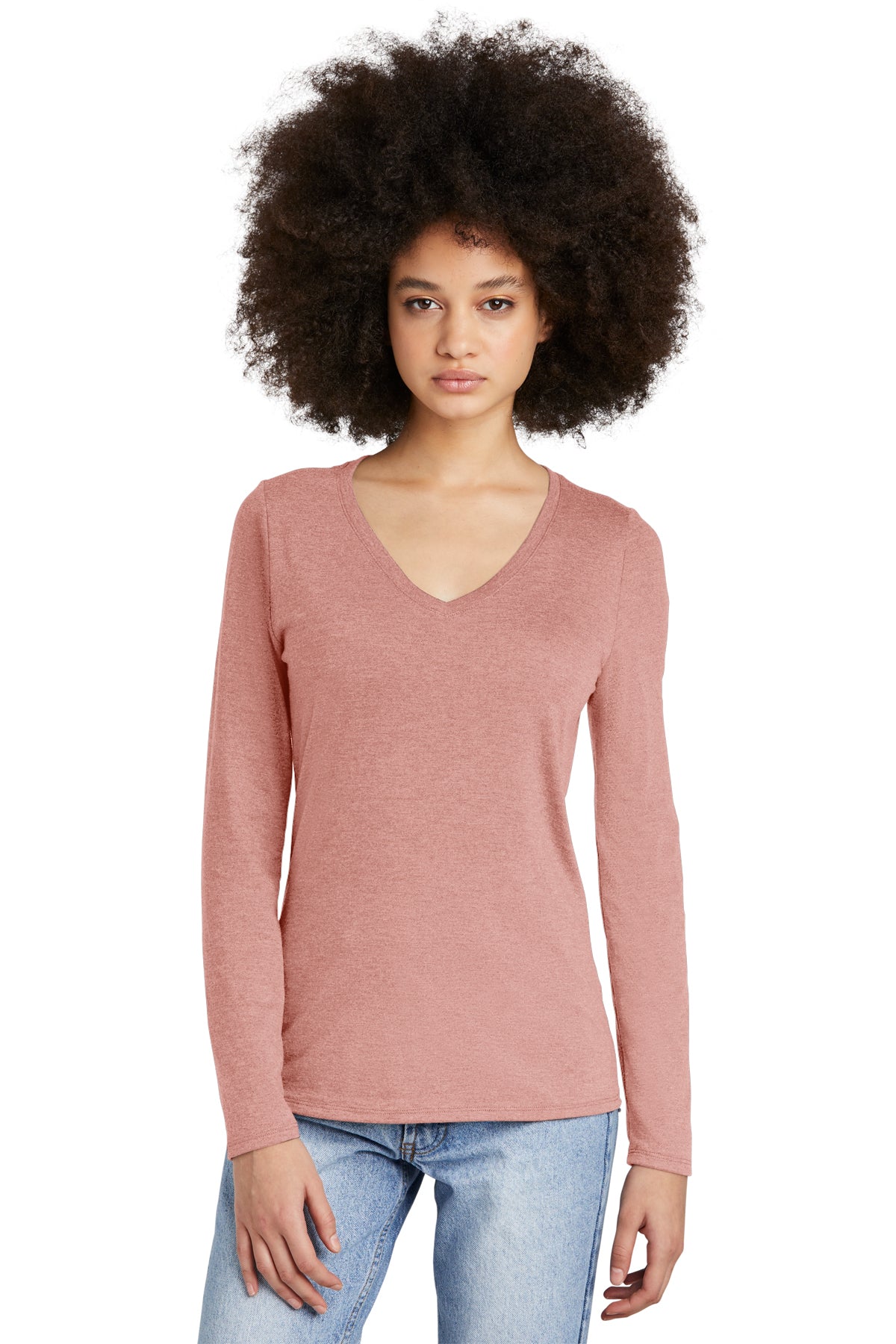 SCREEN PRINTED - DT135- District® Women’s Perfect Tri® Long Sleeve V-Neck Tee