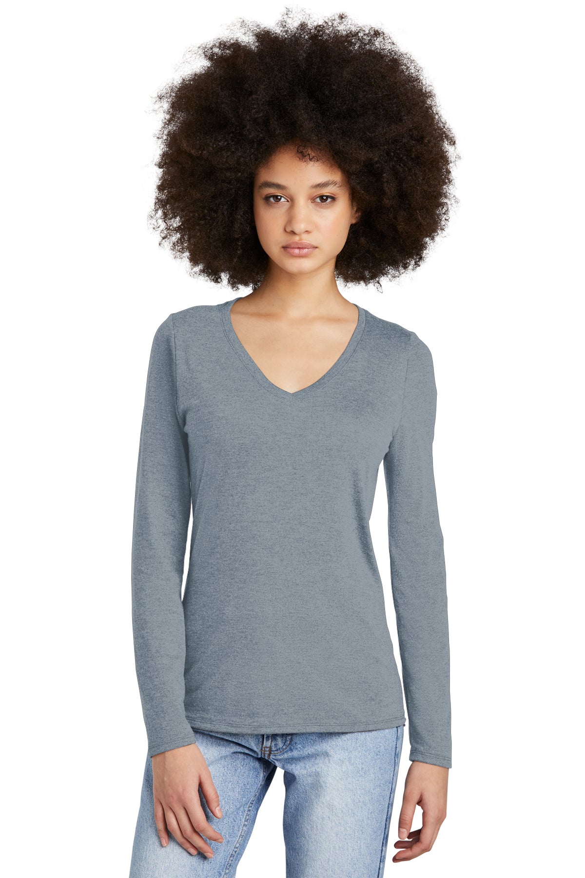 SCREEN PRINTED - DT135- District® Women’s Perfect Tri® Long Sleeve V-Neck Tee
