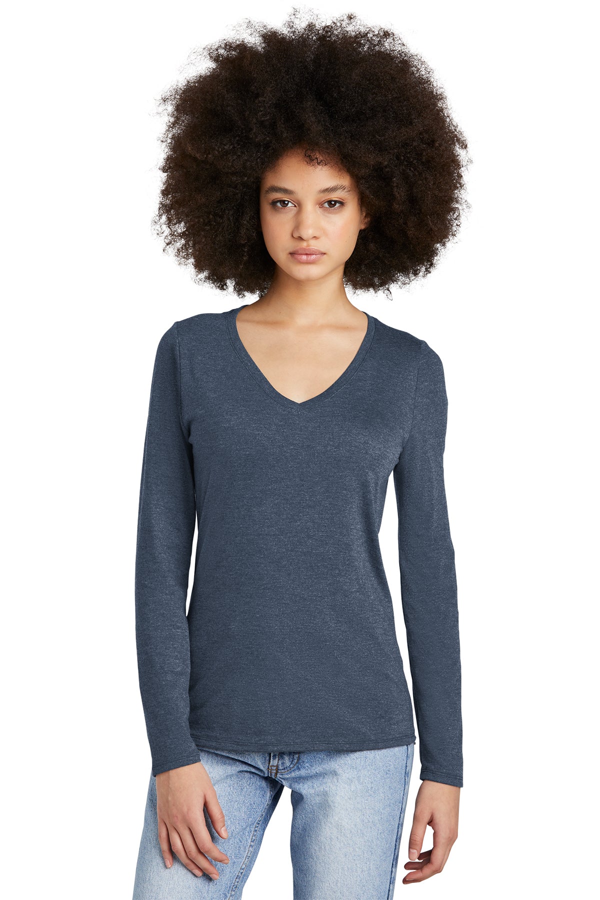 SCREEN PRINTED - DT135- District® Women’s Perfect Tri® Long Sleeve V-Neck Tee