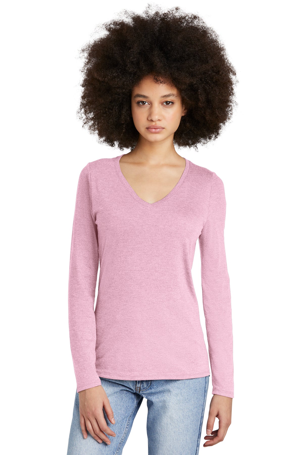SCREEN PRINTED - DT135- District® Women’s Perfect Tri® Long Sleeve V-Neck Tee
