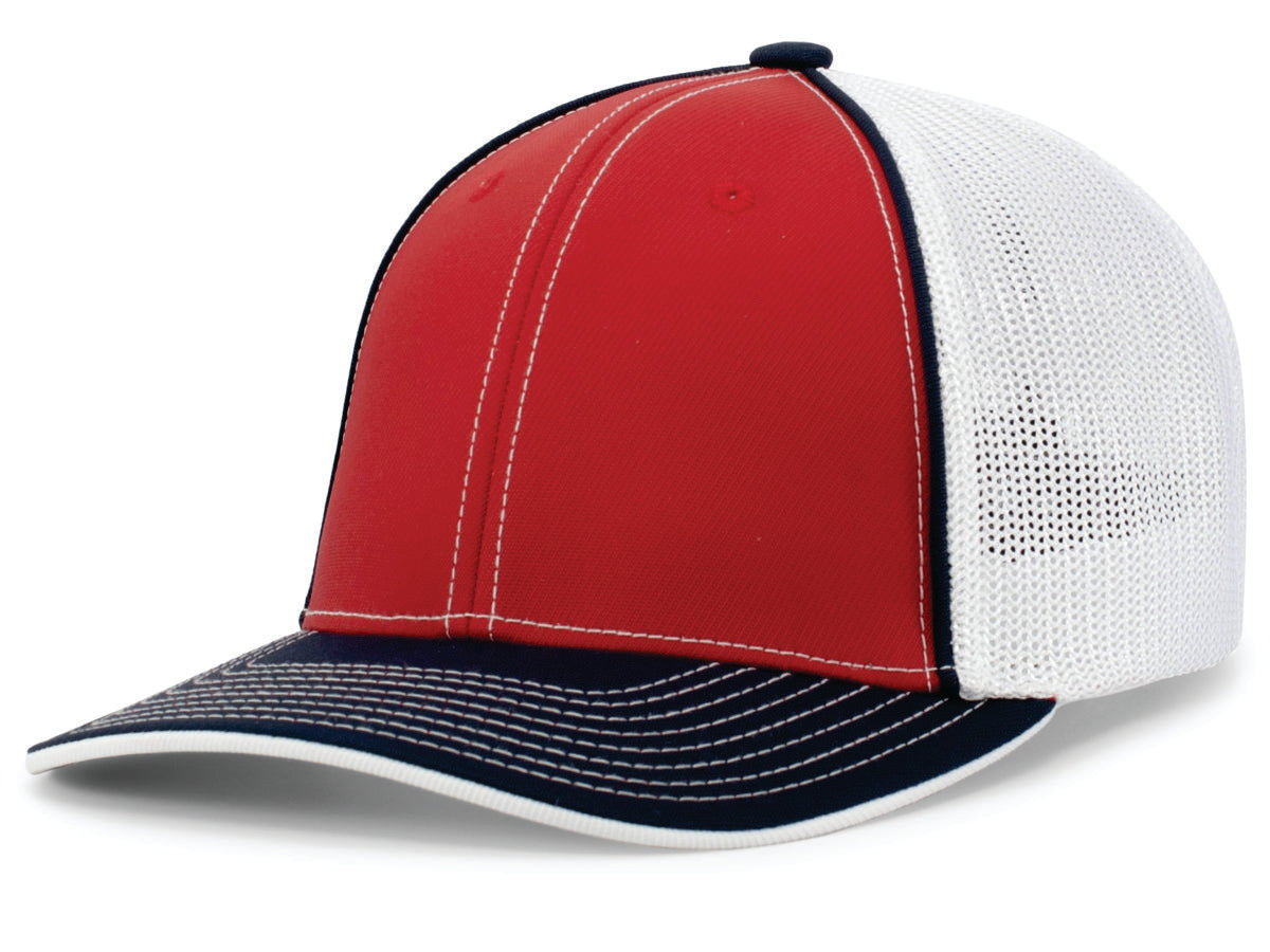 EMBROIDERED - 404M - Pacific Structured Mid-Pro Contrast Stitching Flexfit® Trucker Cap