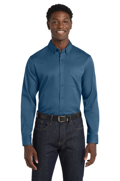 EMBROIDERED - W808 - Port Authority® Long Sleeve SuperPro™ React™ Twill Shirt