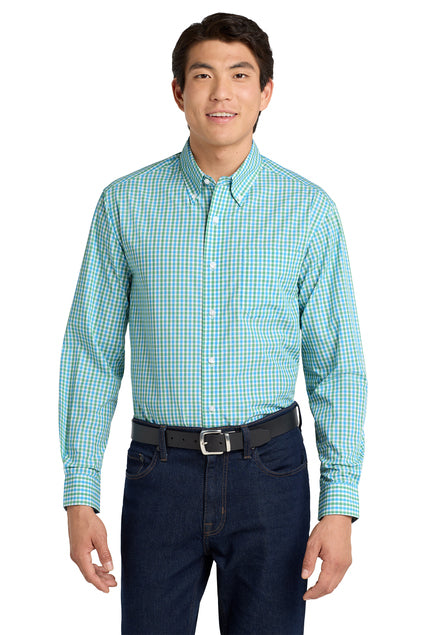EMBROIDERED - S654 - Port Authority® Long Sleeve Gingham Easy Care Shirts