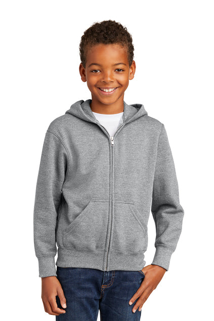 EMBROIDERED - PC90YZH - Port & Company® Youth Core Fleece Full-Zip Hooded Sweatshirt