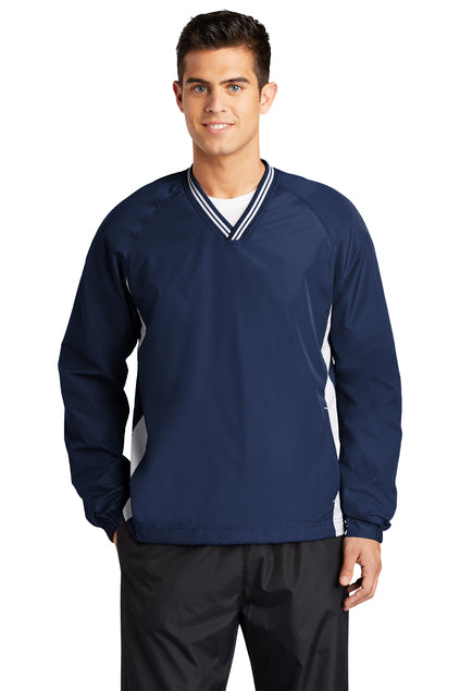 EMBRIODERED - JST62 - Sport-Tek® Men's Tipped V-Neck Raglan Wind Shirt
