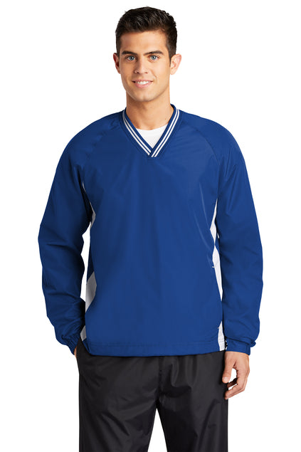 EMBRIODERED - JST62 - Sport-Tek® Men's Tipped V-Neck Raglan Wind Shirt