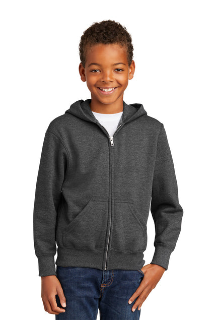 EMBROIDERED - PC90YZH - Port & Company® Youth Core Fleece Full-Zip Hooded Sweatshirt