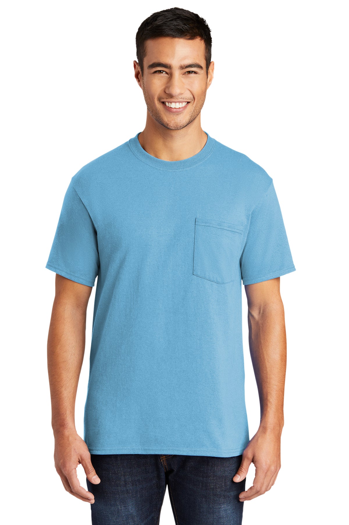Screen Printed - PC55P - Port & Company® Men's Core Blend Pocket Tee Shirt