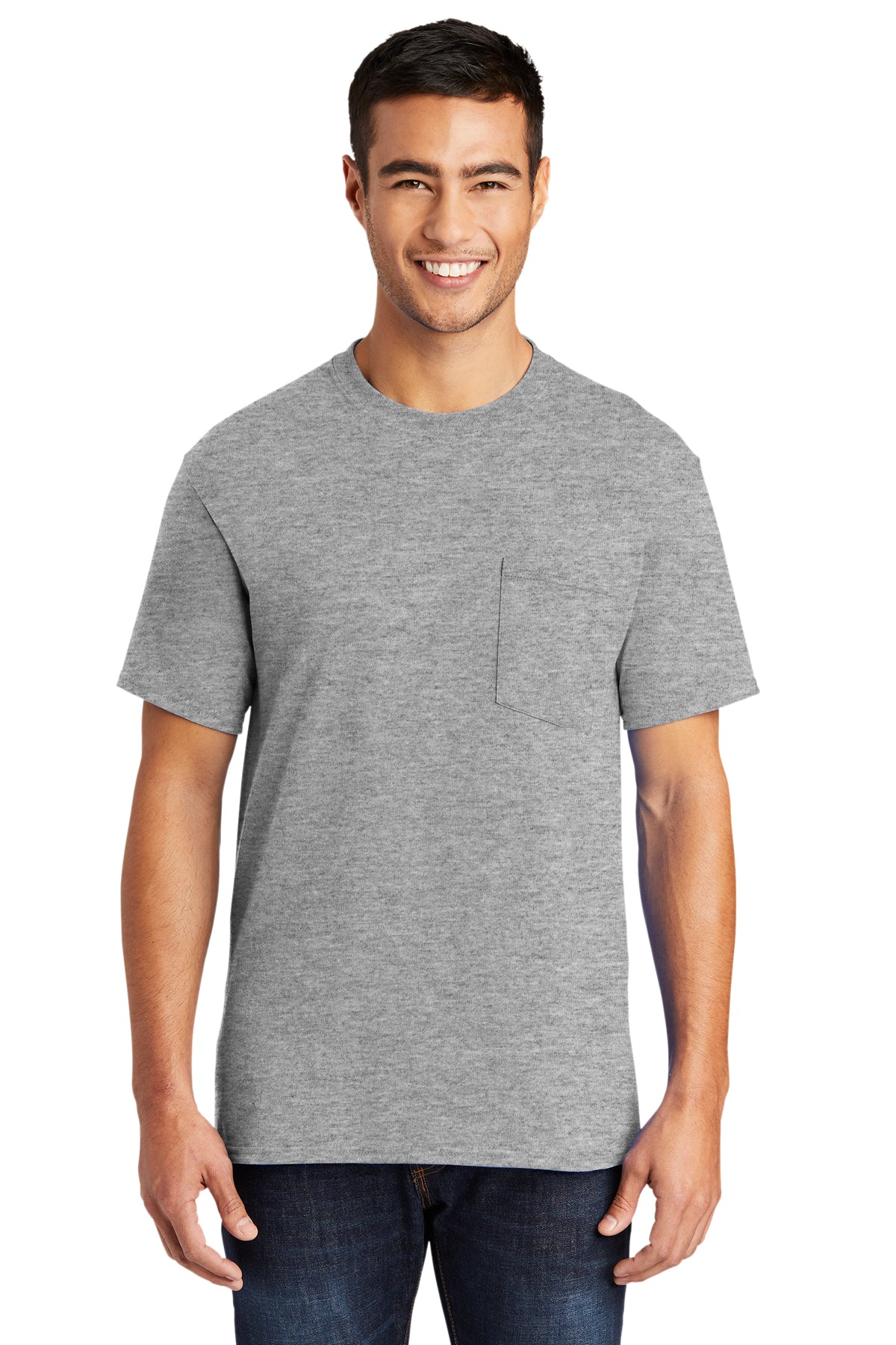 Screen Printed - PC55P - Port & Company® Men's Core Blend Pocket Tee Shirt
