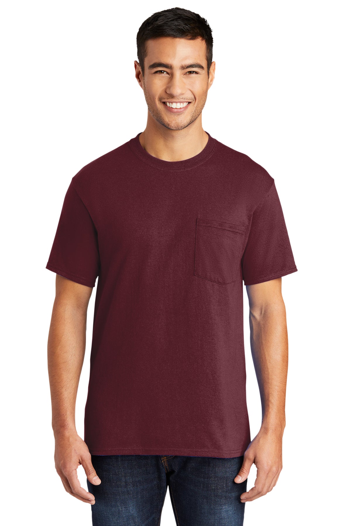 Screen Printed - PC55P - Port & Company® Men's Core Blend Pocket Tee Shirt