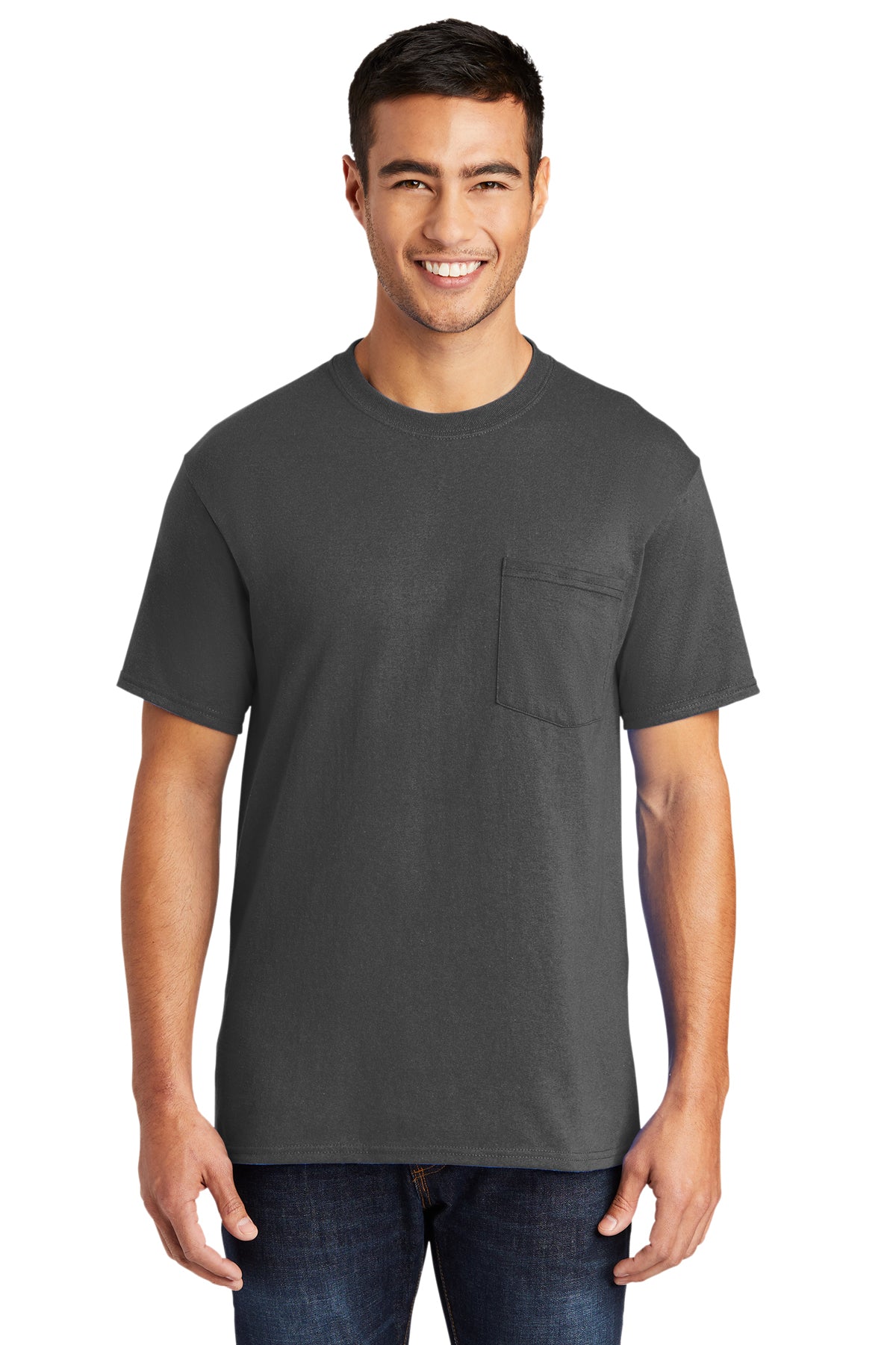Screen Printed - PC55P - Port & Company® Men's Core Blend Pocket Tee Shirt