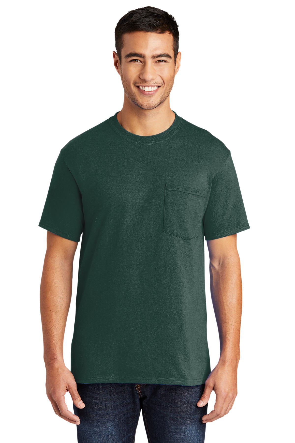 Screen Printed - PC55P - Port & Company® Men's Core Blend Pocket Tee Shirt