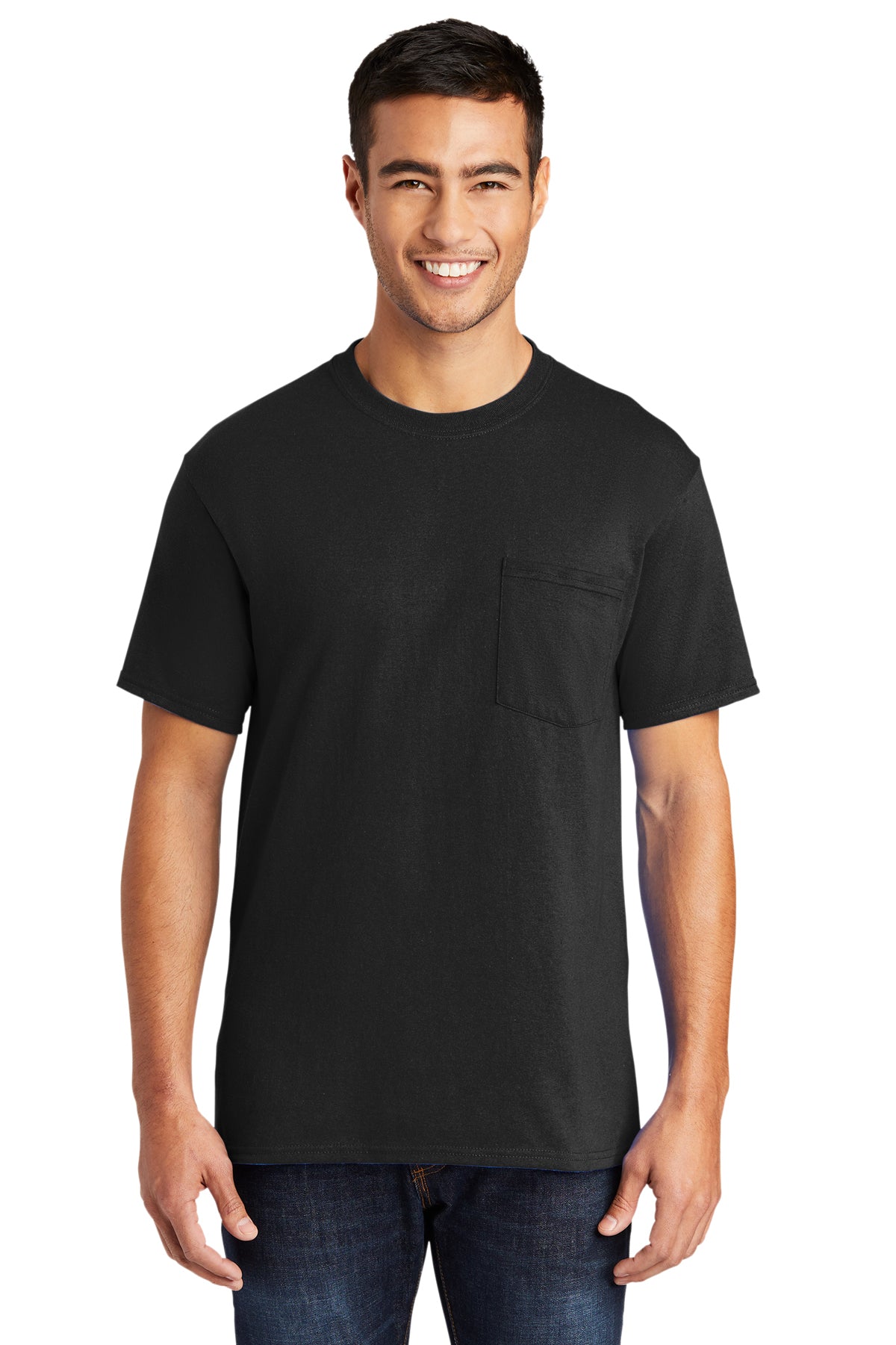Screen Printed - PC55P - Port & Company® Men's Core Blend Pocket Tee Shirt