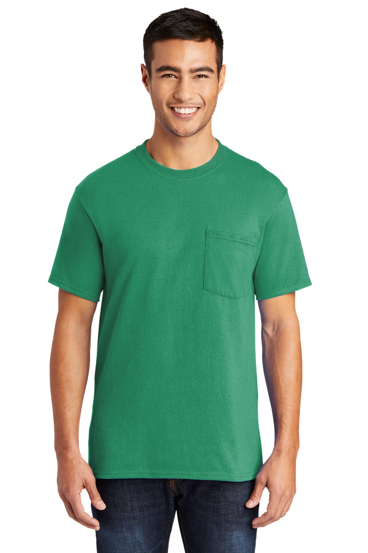 Screen Printed - PC55P - Port & Company® Men's Core Blend Pocket Tee Shirt