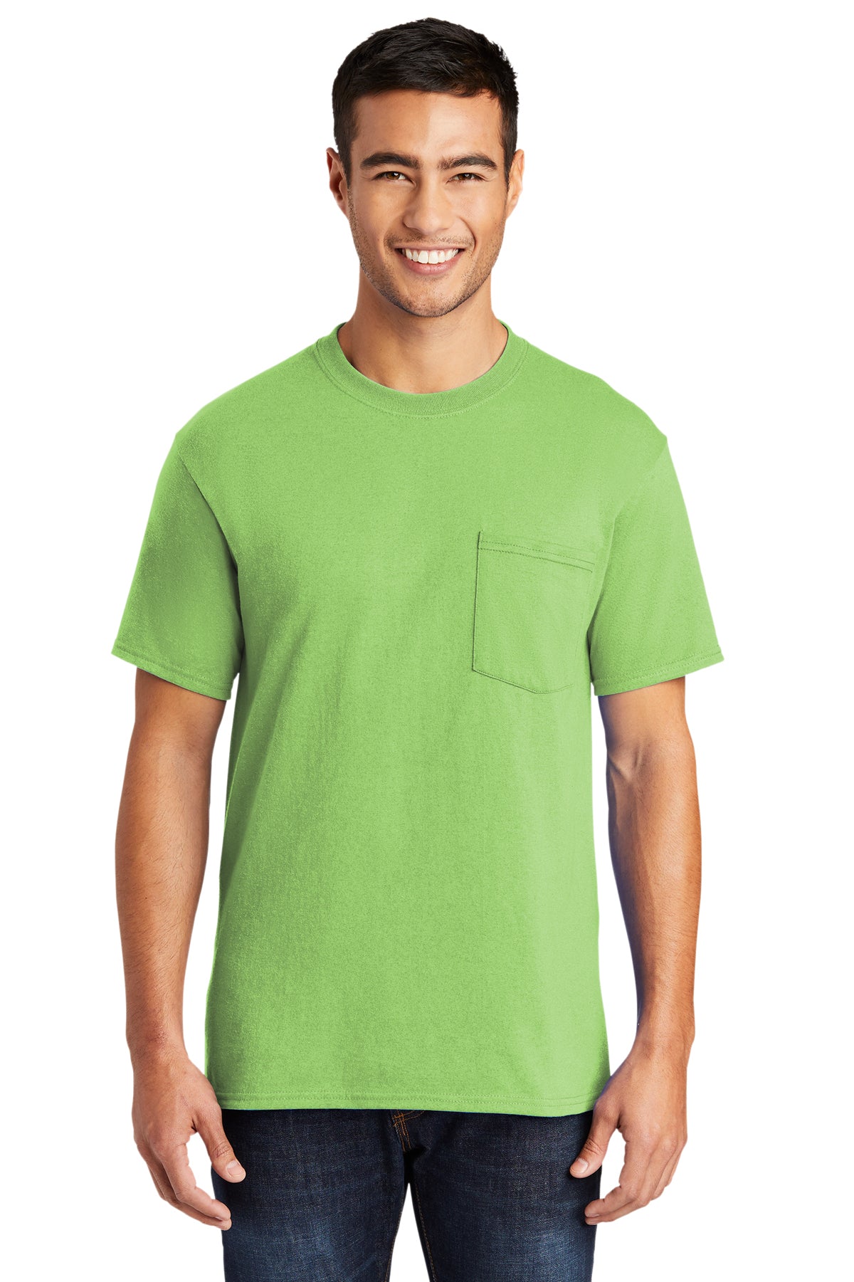 Screen Printed - PC55P - Port & Company® Men's Core Blend Pocket Tee Shirt