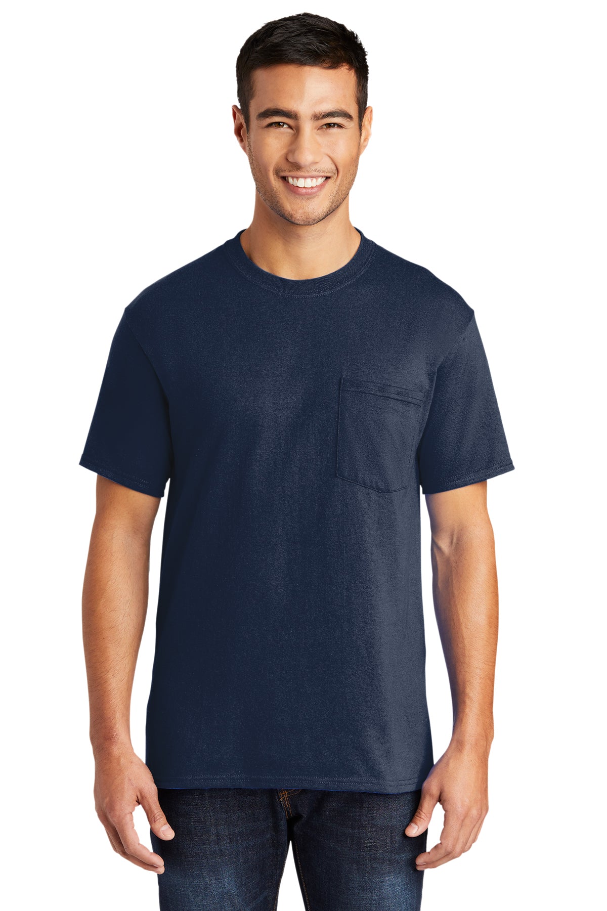 Screen Printed - PC55P - Port & Company® Men's Core Blend Pocket Tee Shirt