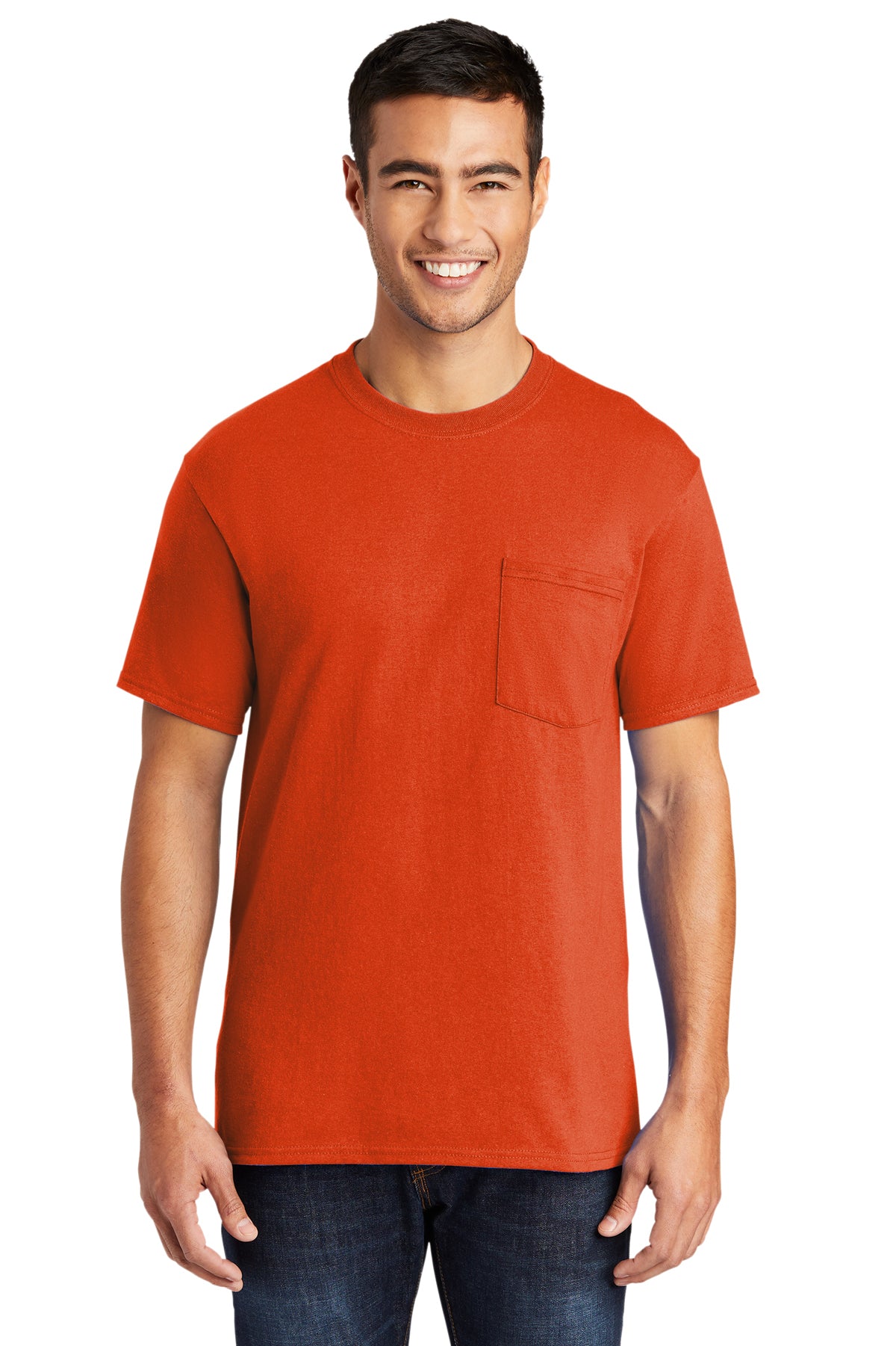 Screen Printed - PC55P - Port & Company® Men's Core Blend Pocket Tee Shirt