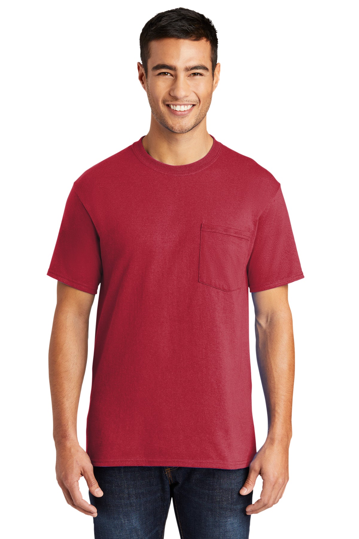 Screen Printed - PC55P - Port & Company® Men's Core Blend Pocket Tee Shirt