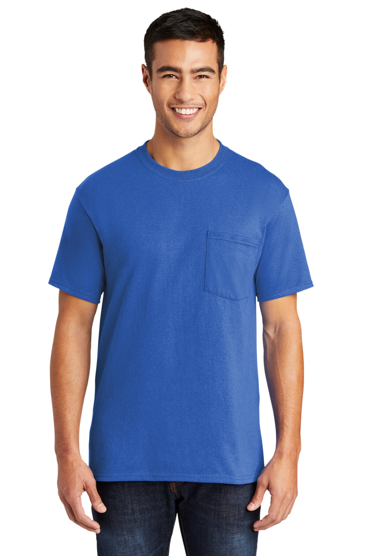 Screen Printed - PC55P - Port & Company® Men's Core Blend Pocket Tee Shirt