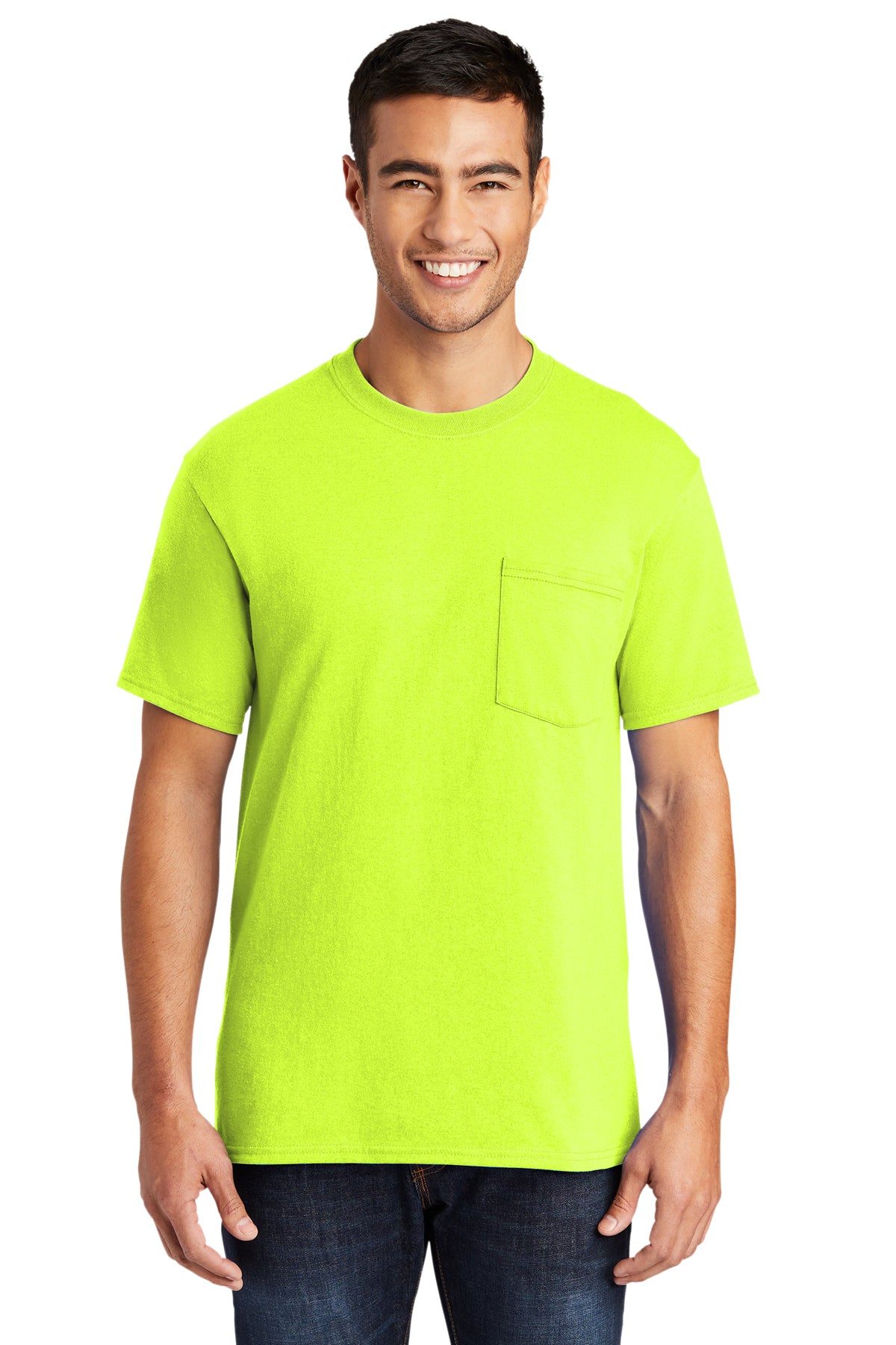Screen Printed - PC55P - Port & Company® Men's Core Blend Pocket Tee Shirt