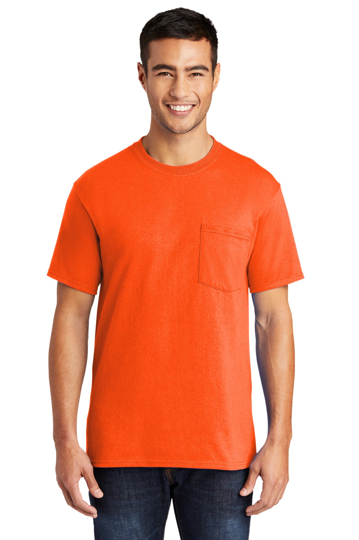 Screen Printed - PC55P - Port & Company® Men's Core Blend Pocket Tee Shirt