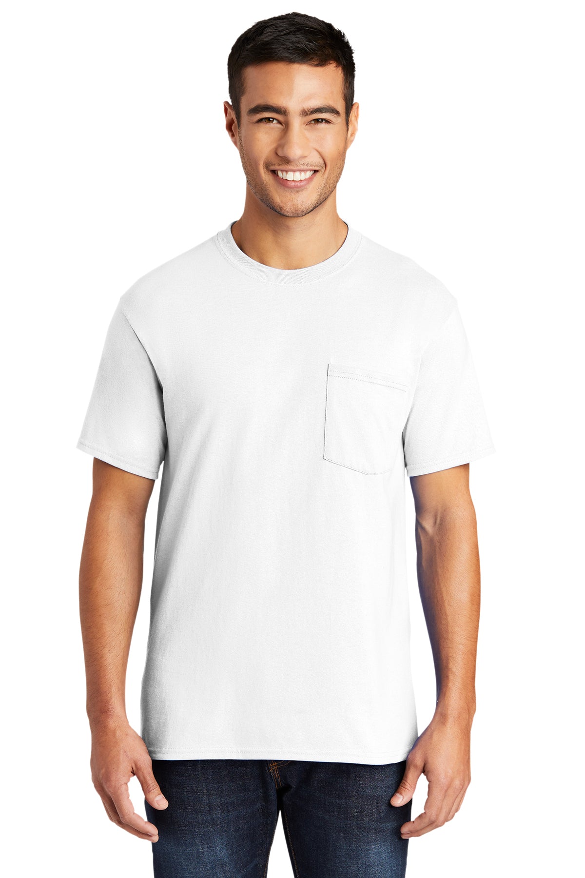 Screen Printed - PC55P - Port & Company® Men's Core Blend Pocket Tee Shirt