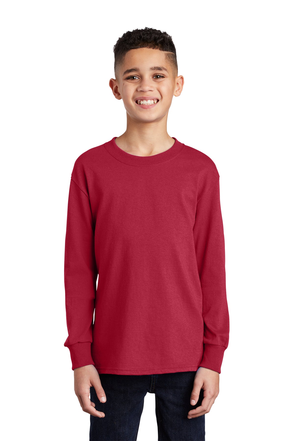 SCREEN PRINTED - PC54YLS - Port & Company® Youth Long Sleeve Core Cotton Tee
