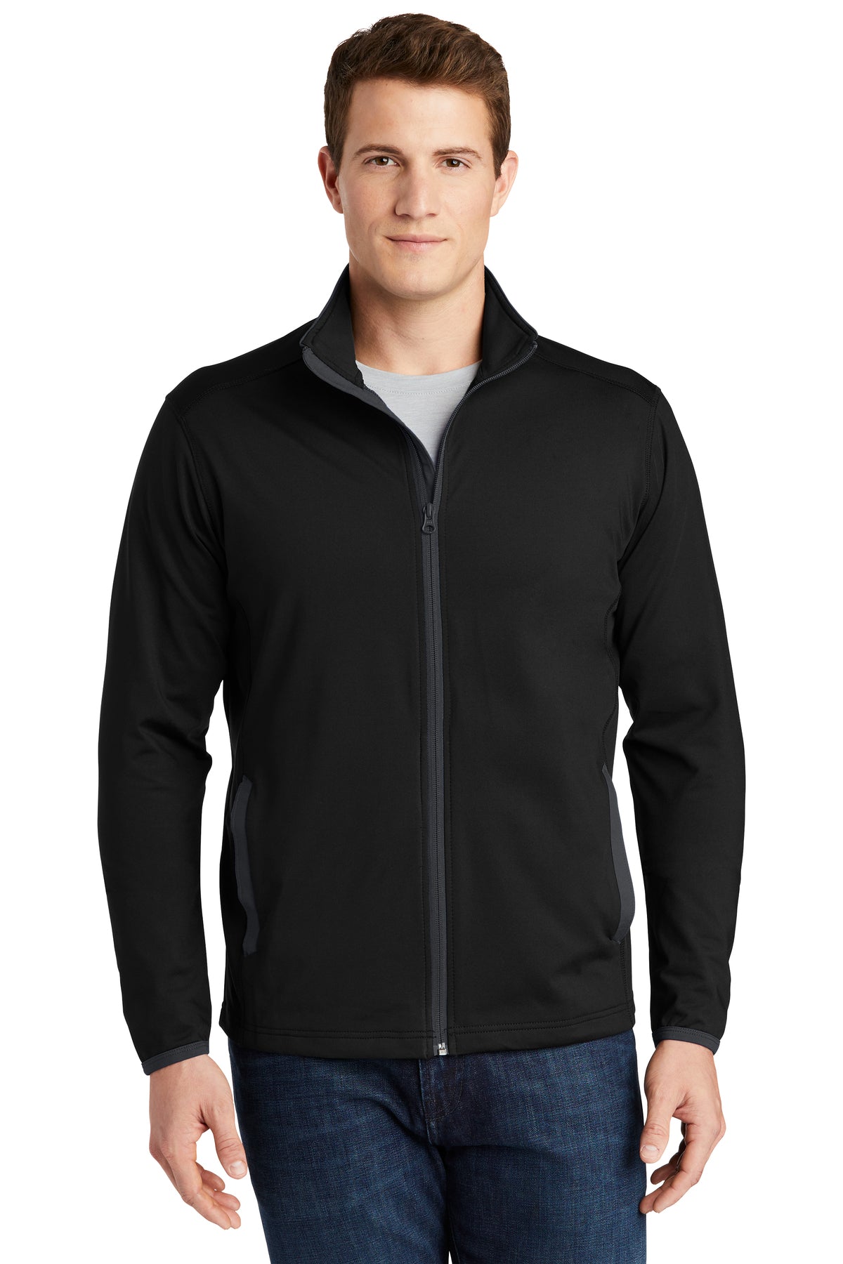 Embroidered - ST853 - Sport-Tek® Sport-Wick® Stretch Contrast Full-Zip Jacket