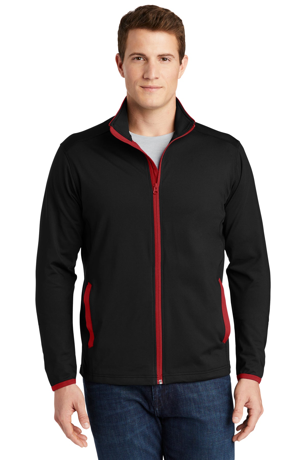 Embroidered - ST853 - Sport-Tek® Sport-Wick® Stretch Contrast Full-Zip Jacket