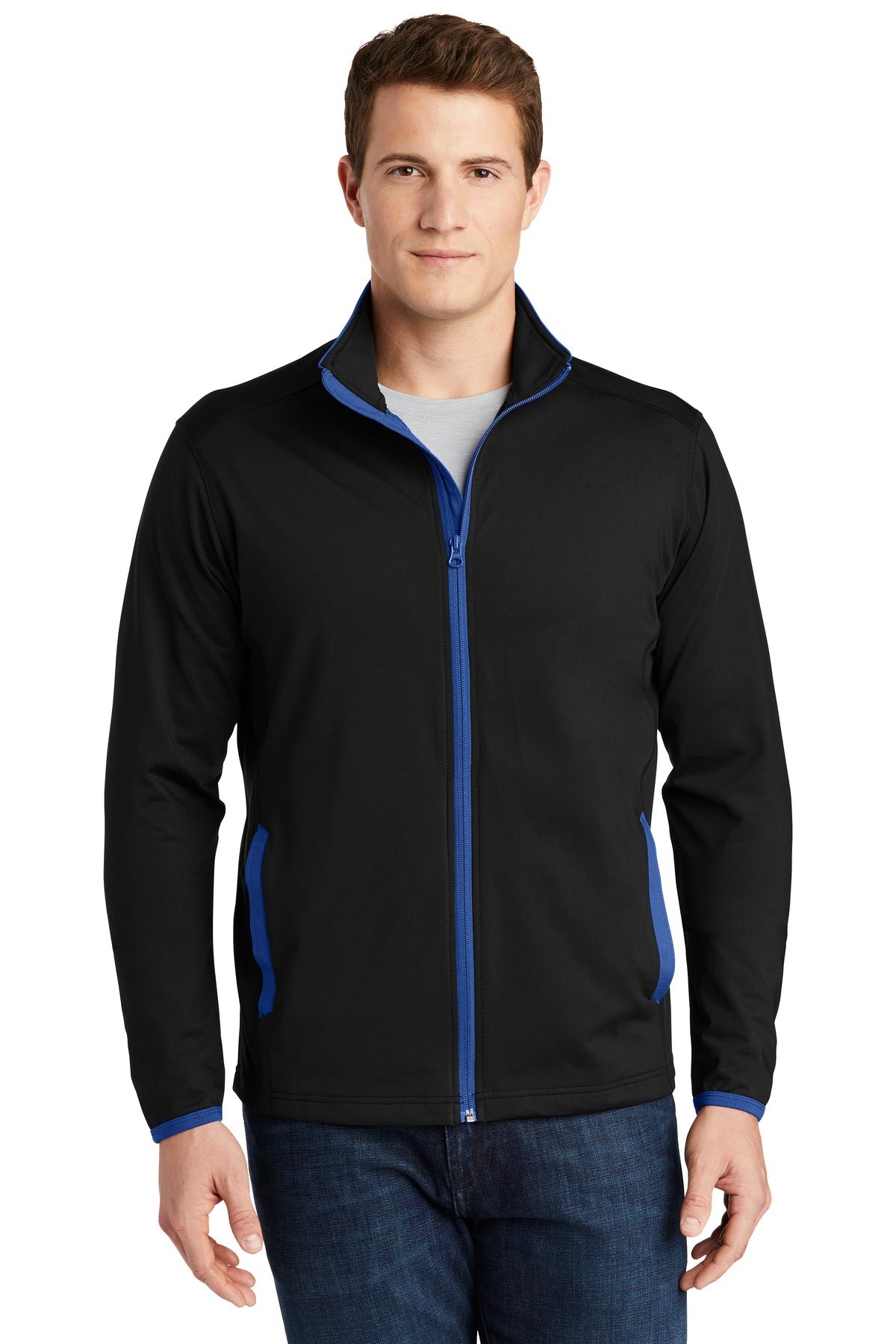 Embroidered - ST853 - Sport-Tek® Sport-Wick® Stretch Contrast Full-Zip Jacket