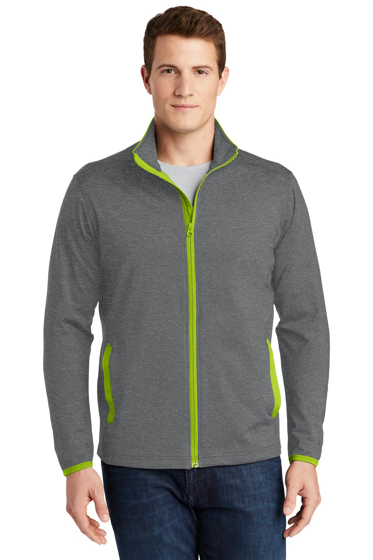 Embroidered - ST853 - Sport-Tek® Sport-Wick® Stretch Contrast Full-Zip Jacket