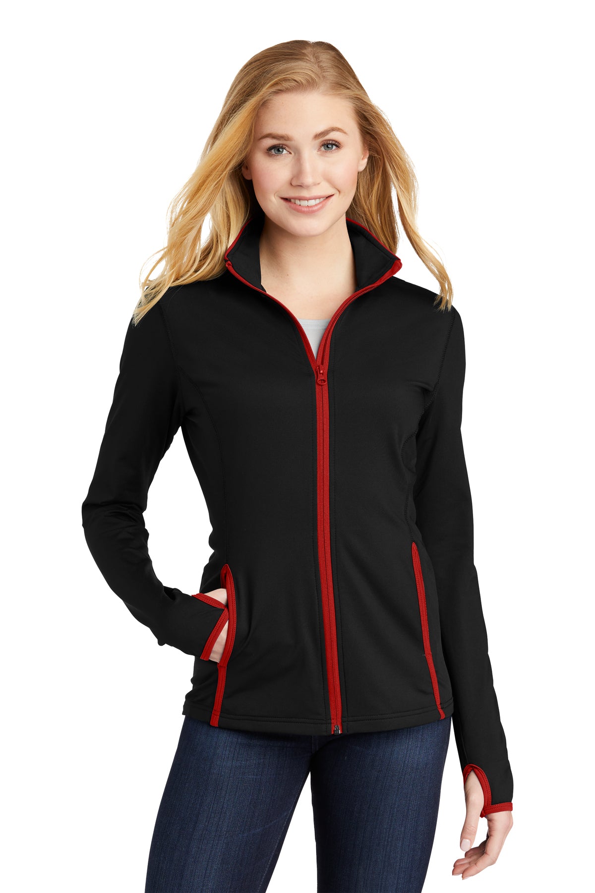 Embroidered - LST853 - Sport-Tek® Women's Sport-Wick® Stretch Contrast Full-Zip Jacket