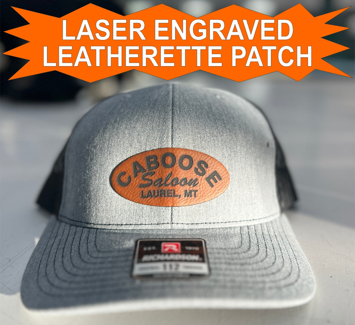 LASER ENGRAVED LEATHERETTE PATCH - 112LEP - Richardson® Structured Mid-Pro Snapback Trucker Cap