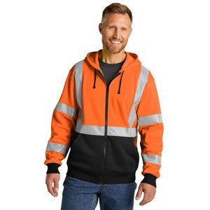 PRINTED CornerStone® ANSI 107 Class 3 Heavy-Duty Fleece Full-Zip Hoodie