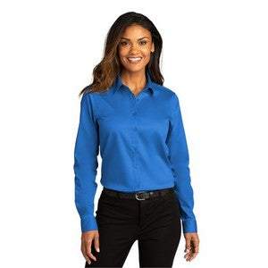 EMBROIDERED -Port Authority® Ladies Long Sleeve Super Pro™ React™ Twill Shirt