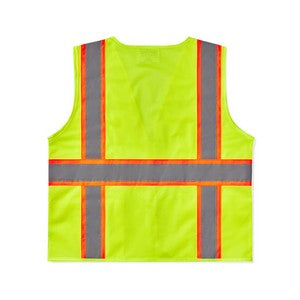 PRINTED Hi-Viz ANSI Class 2 Triple Trim Mesh Safety Vest with Pockets