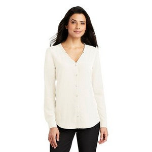 EMBROIDERED -Ladies Port Authority® long Sleeve Button-Front Blouse