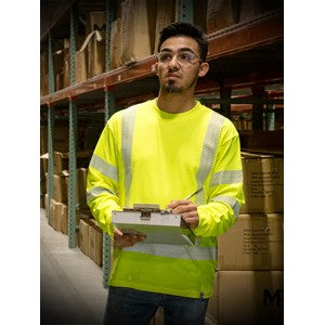 PRINTED Hi-Viz ANSI Class 3 Safety Cotton Rich Long Sleeve T-Shirt