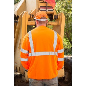 PRINTED Hi-Viz Class 3 Safety Orange Long Sleeve T-Shirt