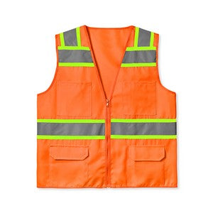 PRINTED ANSI Class 2 Solid Twill 6 Pocket Safety Vest
