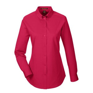 EMBROIDERED- Ladies' Foundation 100% Cotton Long-Sleeve Twill Shirt with Teflon?