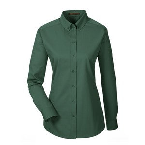 EMBROIDERED- Ladies' Foundation 100% Cotton Long-Sleeve Twill Shirt with Teflon?